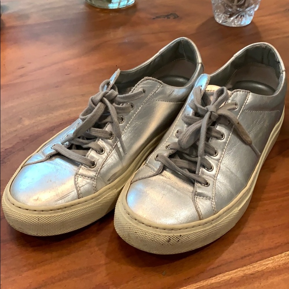 Woman by Common Projects metallic silver sneakers